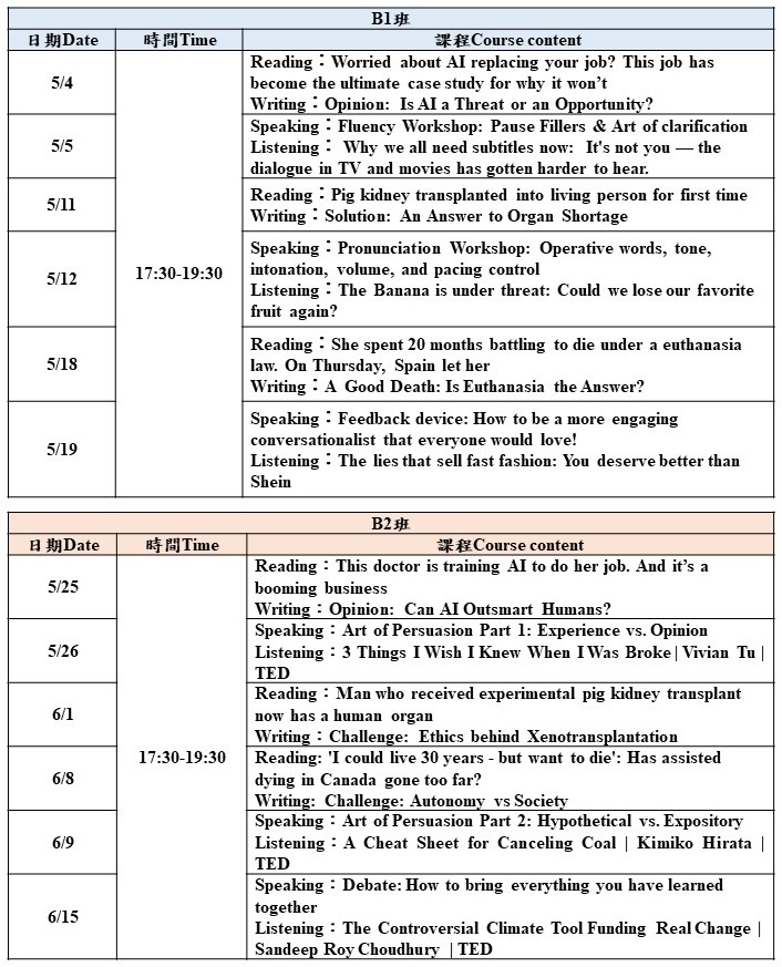 114 2英文加強班 課表更新